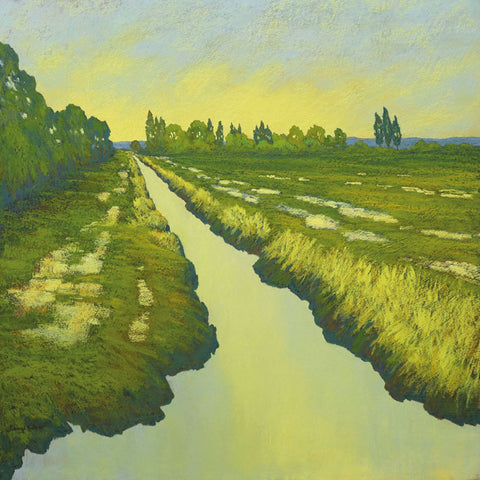 Art Greeting Card by Cheryl Culver, Waterway across field