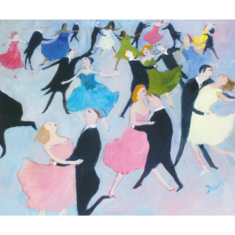 Art Greeting Card by Susan Bower, Lots of couples ballroom dancing